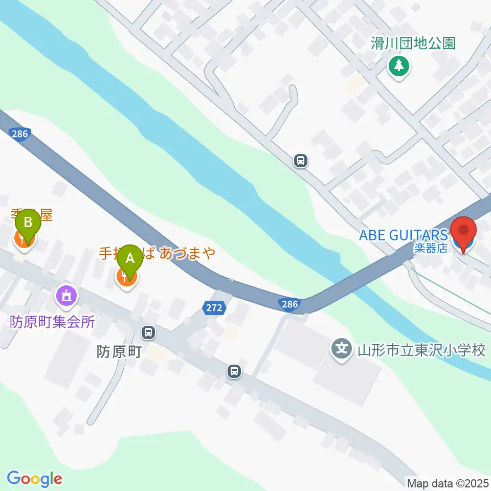 ABE GUITARS周辺のファミレス・ファーストフード一覧地図