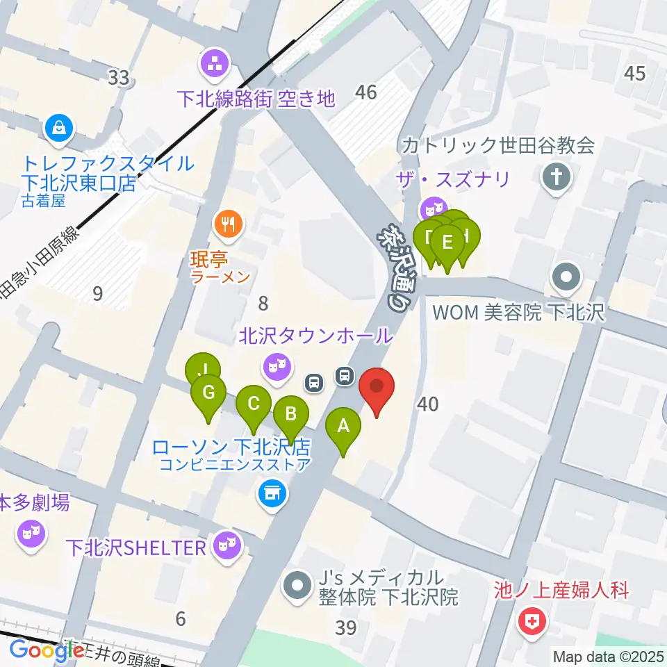 ディスクユニオン下北沢店周辺のファミレス・ファーストフード一覧地図