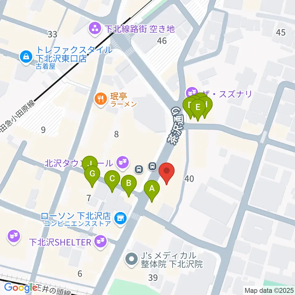 ディスクユニオン下北沢店周辺のファミレス・ファーストフード一覧地図