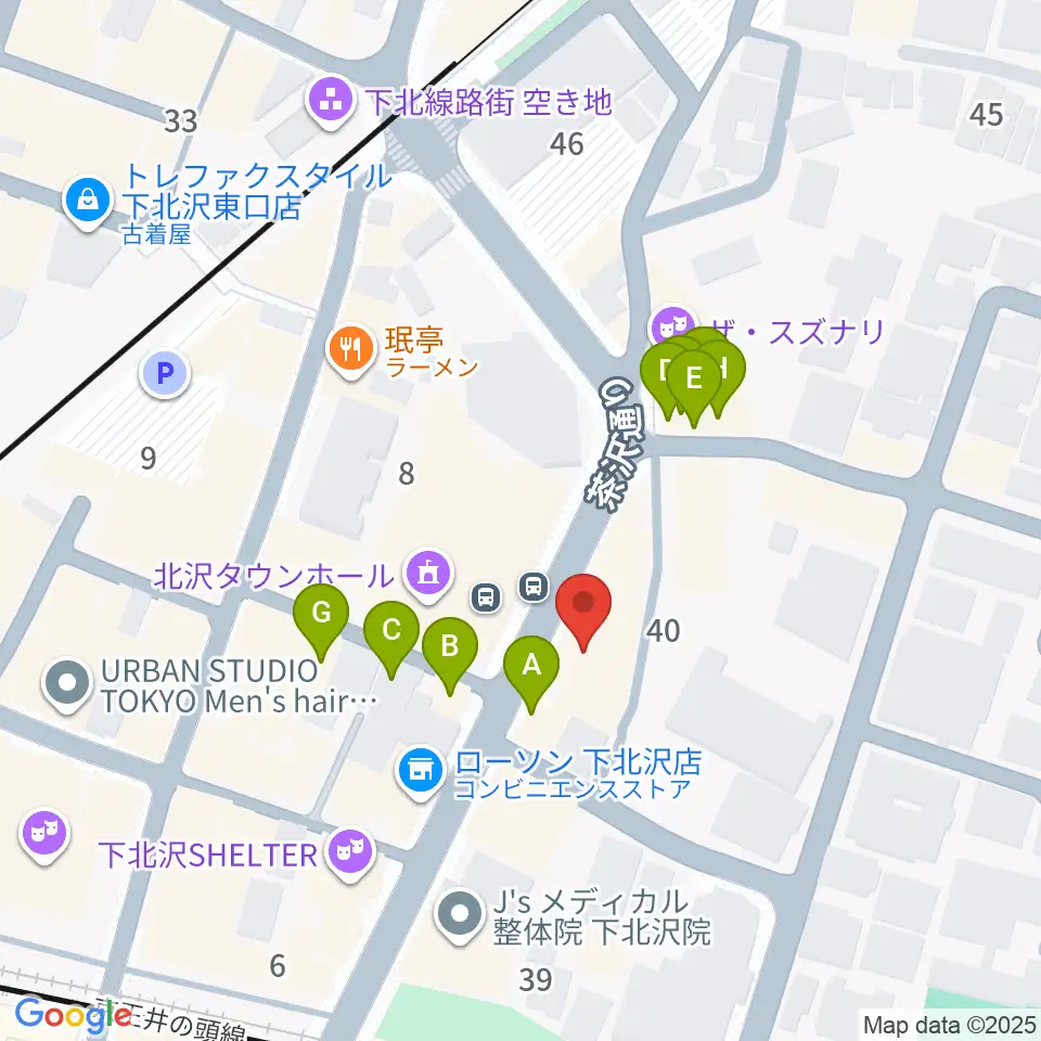 ディスクユニオン下北沢店周辺のファミレス・ファーストフード一覧地図
