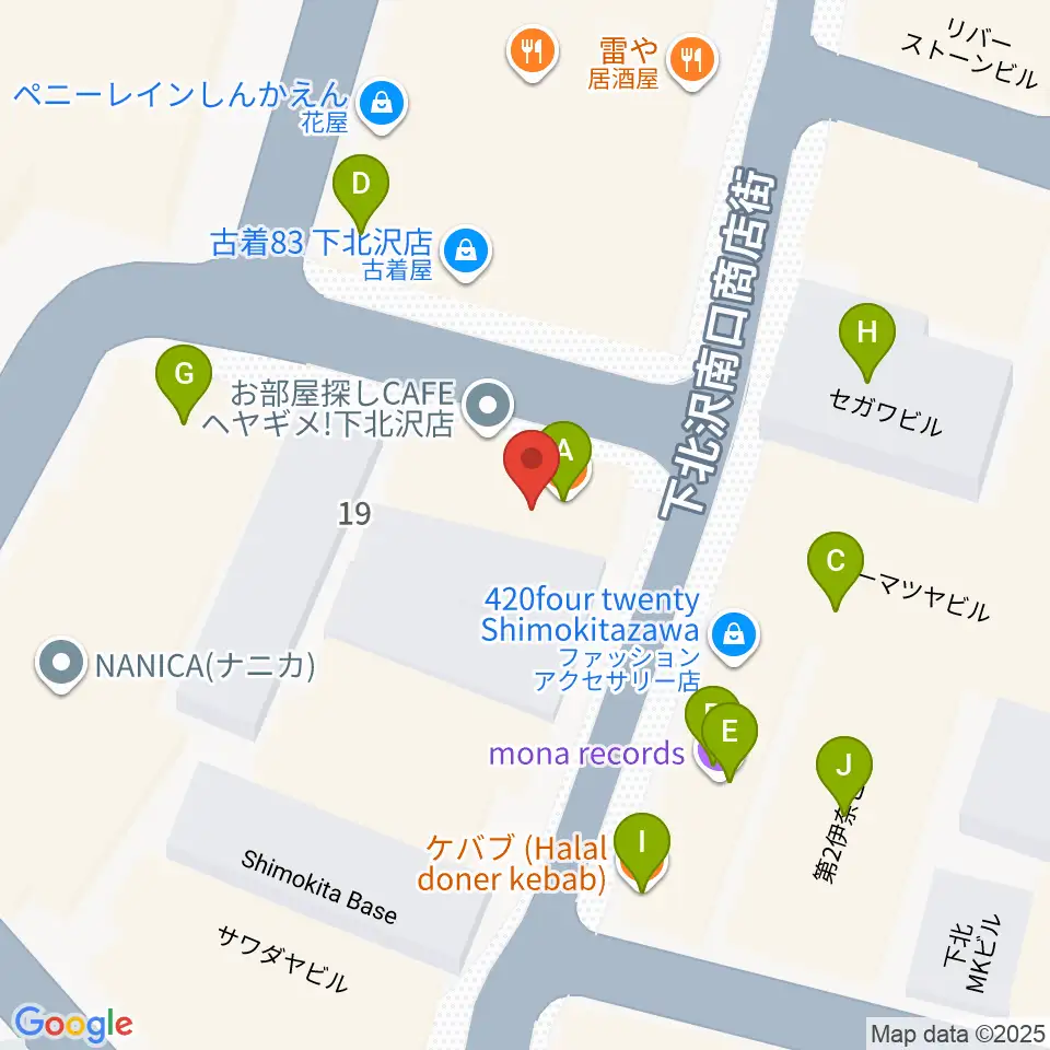 下北沢バラックブロックカフェ周辺のファミレス・ファーストフード一覧地図