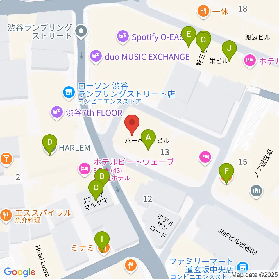 ゲートウェイスタジオ渋谷道玄坂店周辺のファミレス・ファーストフード一覧地図