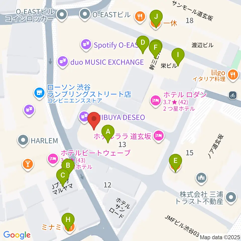 ゲートウェイスタジオ渋谷道玄坂店周辺のファミレス・ファーストフード一覧地図