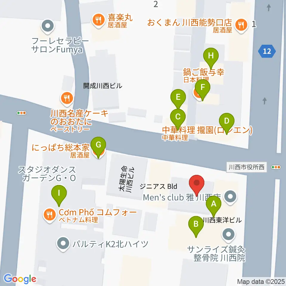 BEAT ON MUSIC SCHOOL周辺のファミレス・ファーストフード一覧地図
