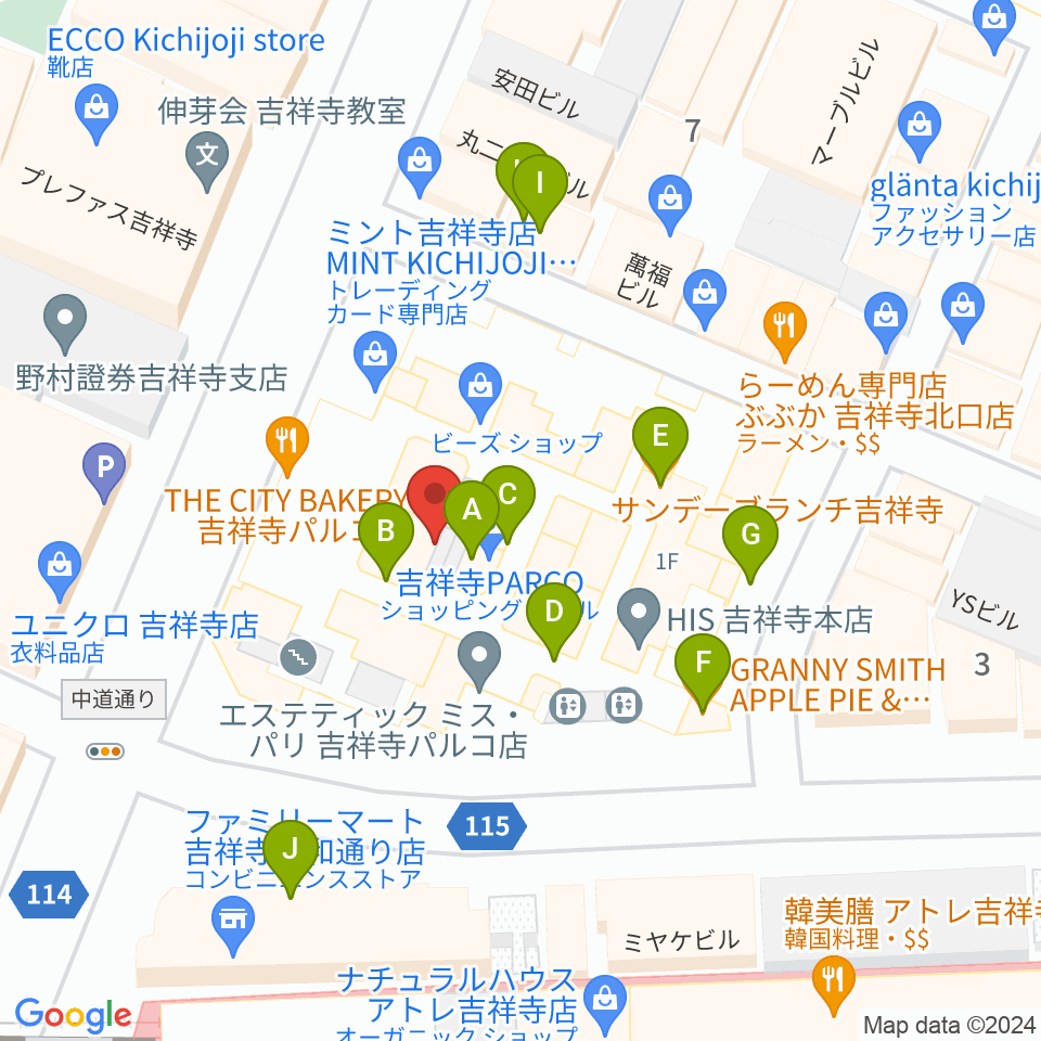 ディスクユニオン吉祥寺店周辺のファミレス・ファーストフード一覧地図