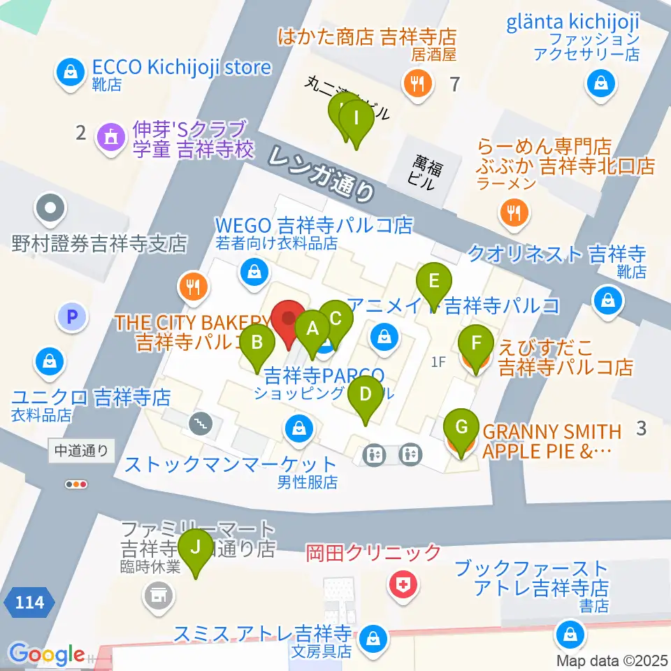 ディスクユニオン吉祥寺店周辺のファミレス・ファーストフード一覧地図