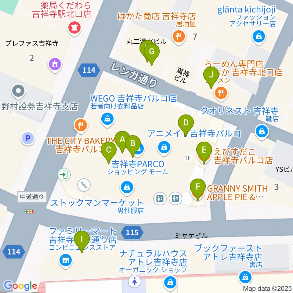 ディスクユニオン吉祥寺店周辺のファミレス・ファーストフード一覧地図