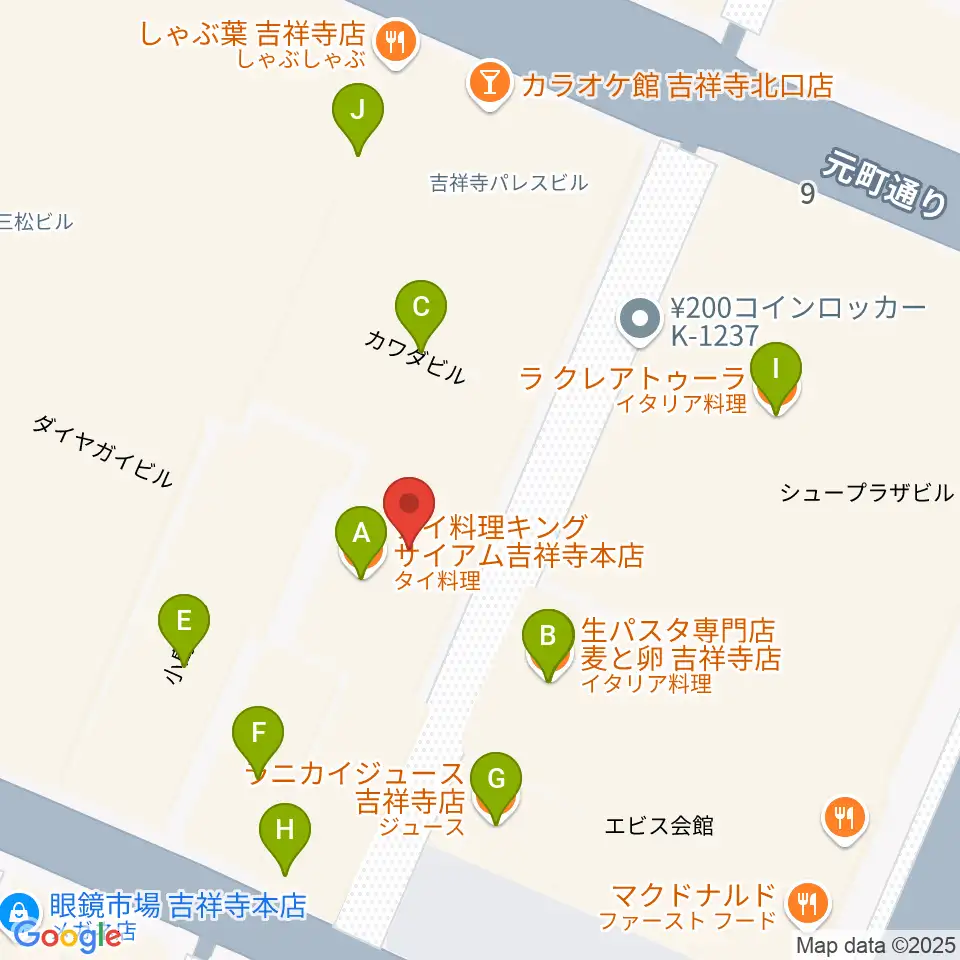 ディスクユニオン吉祥寺店周辺のファミレス・ファーストフード一覧地図