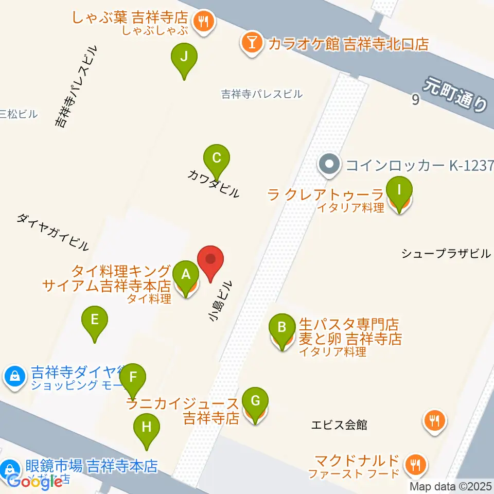ディスクユニオン吉祥寺店周辺のファミレス・ファーストフード一覧地図