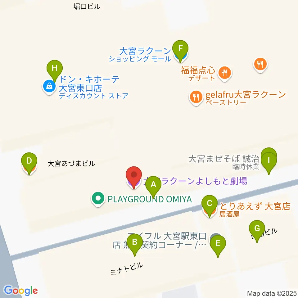 大宮ラクーンよしもと劇場周辺のファミレス・ファーストフード一覧地図