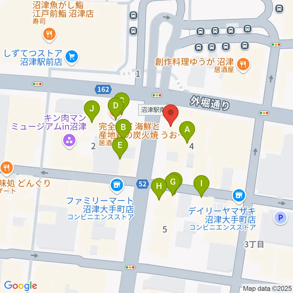 沼津ラクーンよしもと劇場周辺のファミレス・ファーストフード一覧地図