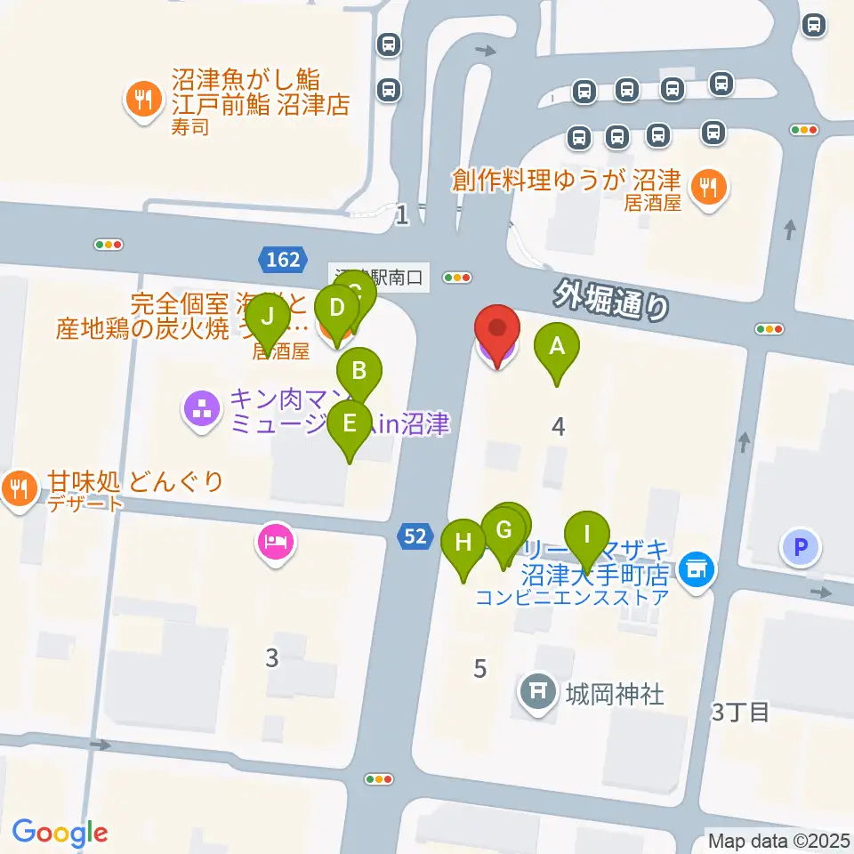 沼津ラクーンよしもと劇場周辺のファミレス・ファーストフード一覧地図