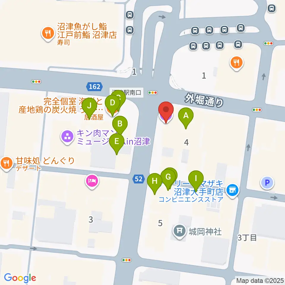 沼津ラクーンよしもと劇場周辺のファミレス・ファーストフード一覧地図