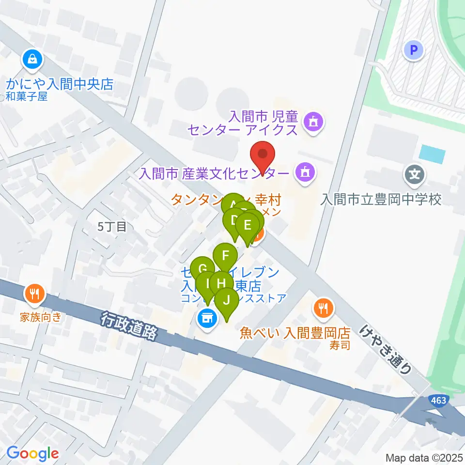 入間市産業文化センター周辺のファミレス・ファーストフード一覧地図