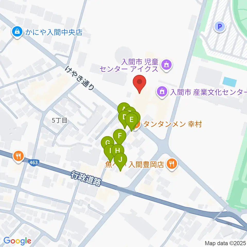 入間市産業文化センター周辺のファミレス・ファーストフード一覧地図