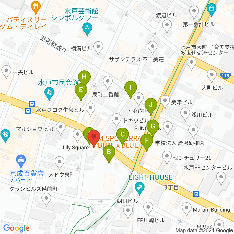 record KNOX周辺のファミレス・ファーストフード一覧地図