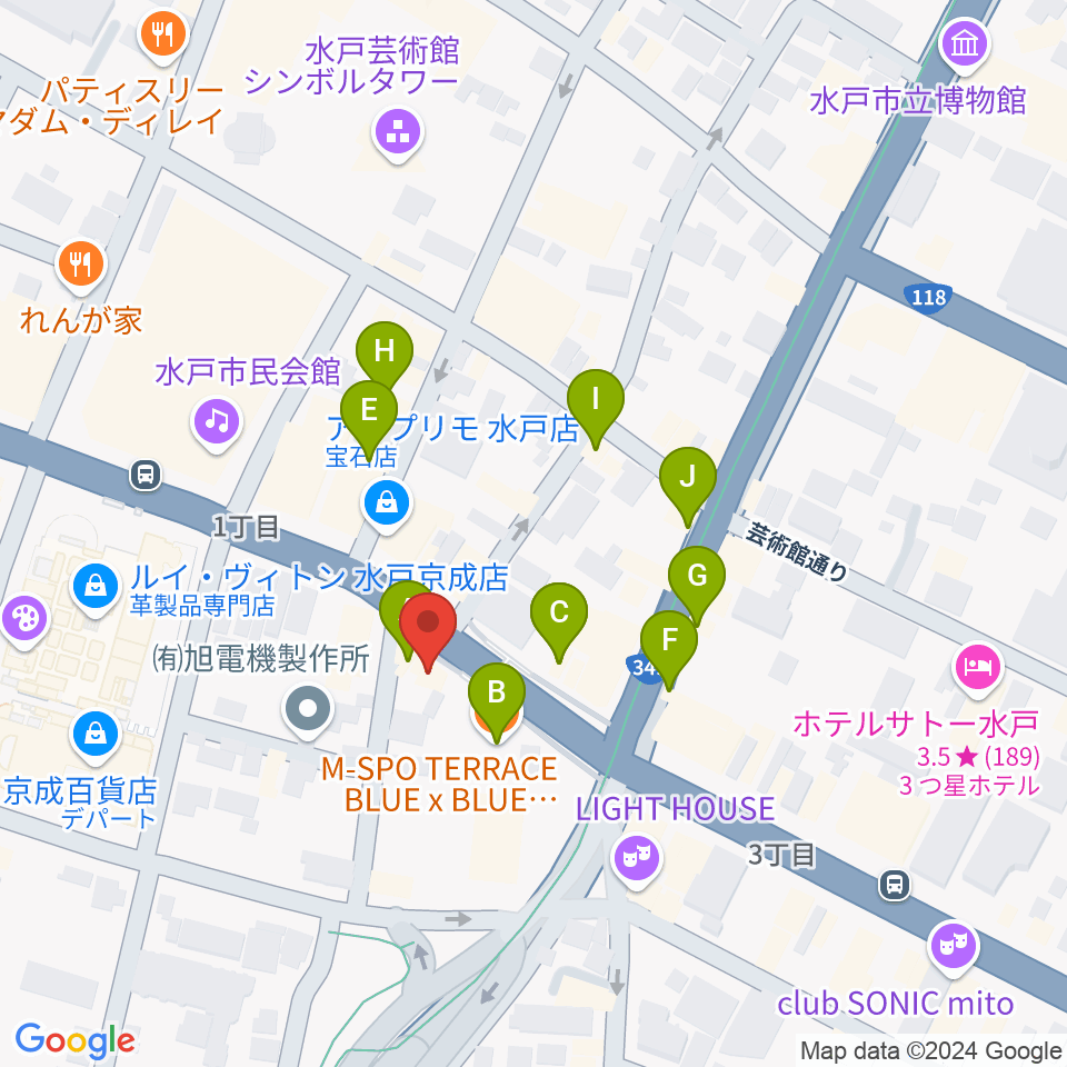 record KNOX周辺のファミレス・ファーストフード一覧地図