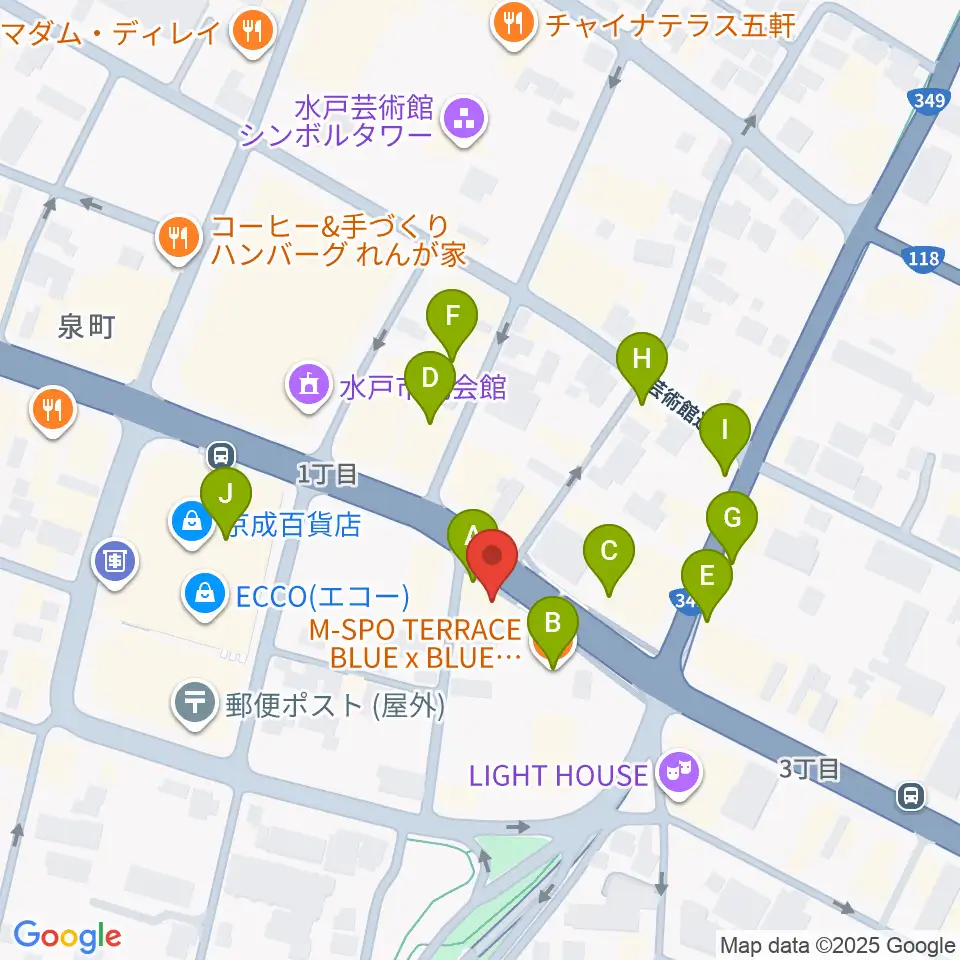 record KNOX周辺のファミレス・ファーストフード一覧地図