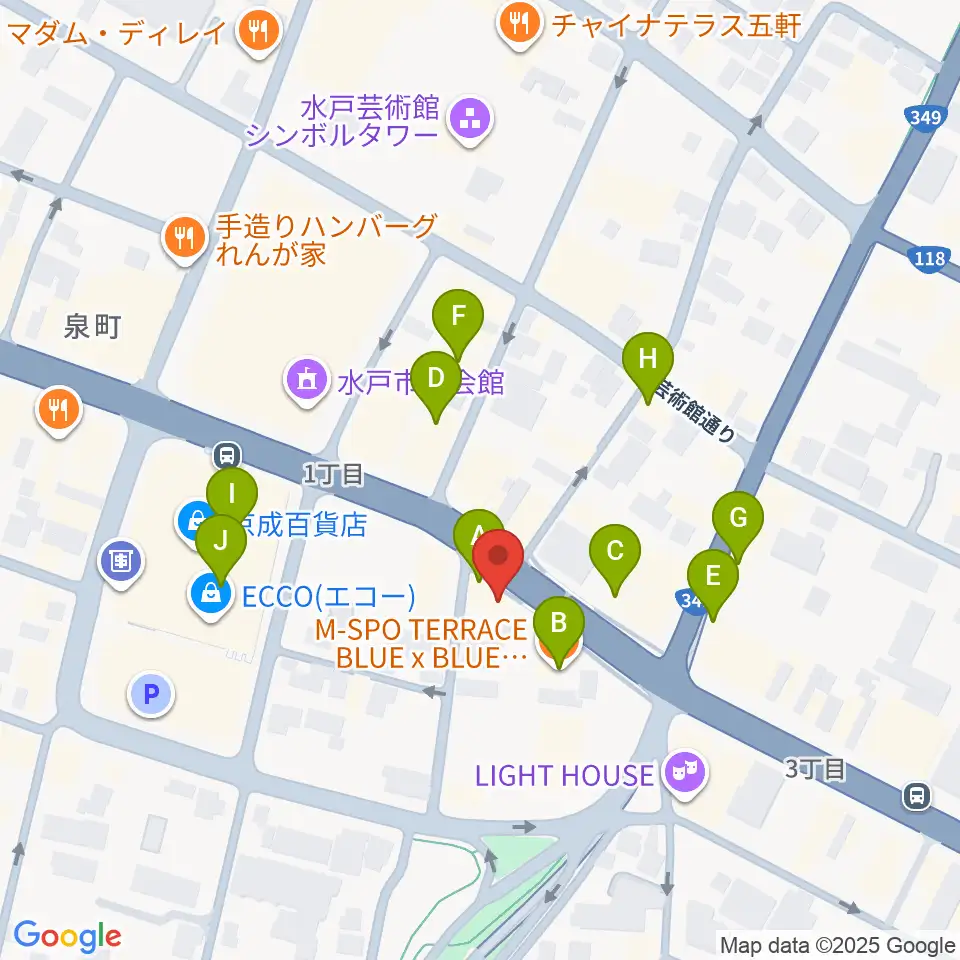 record KNOX周辺のファミレス・ファーストフード一覧地図