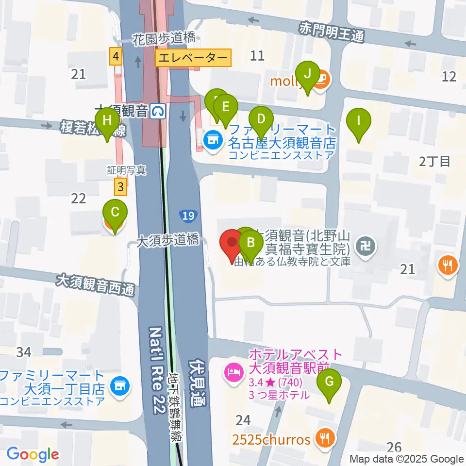 アンリミッツ大須周辺のファミレス・ファーストフード一覧地図