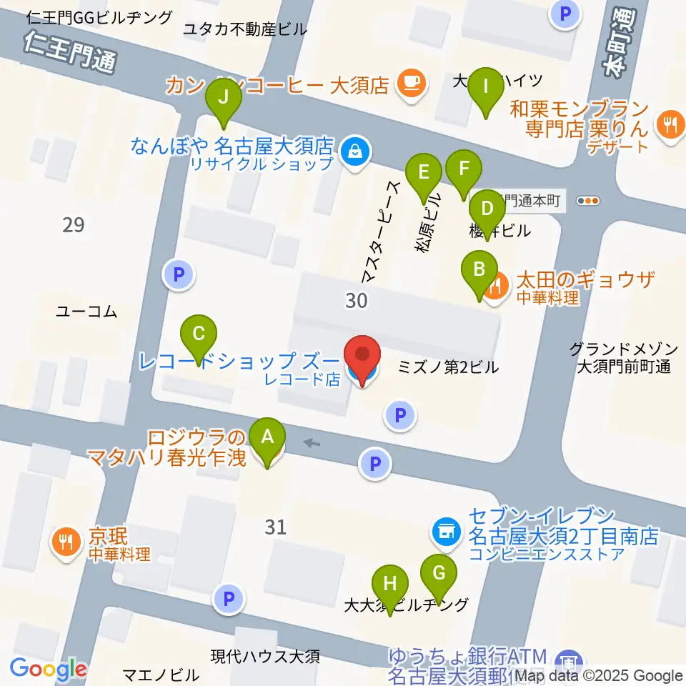 レコードショップZOO周辺のファミレス・ファーストフード一覧地図
