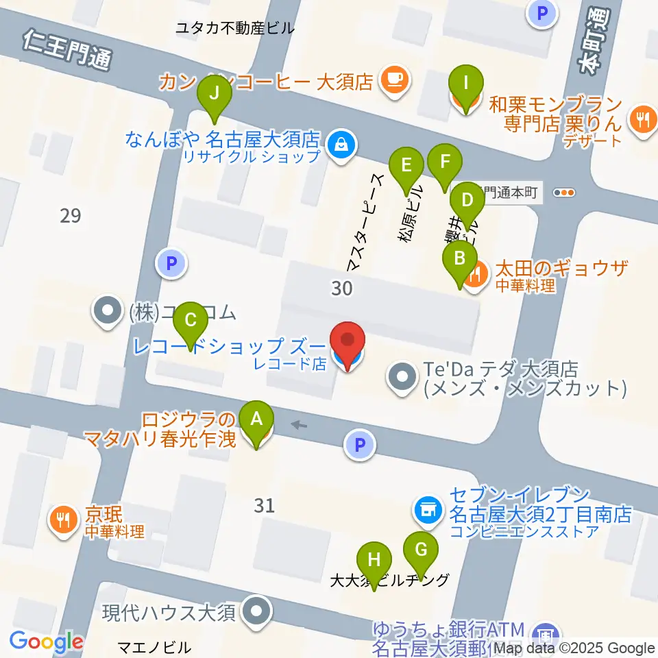 レコードショップZOO周辺のファミレス・ファーストフード一覧地図