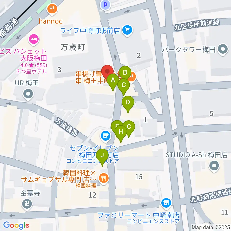 バンブーミュージック周辺のファミレス・ファーストフード一覧地図