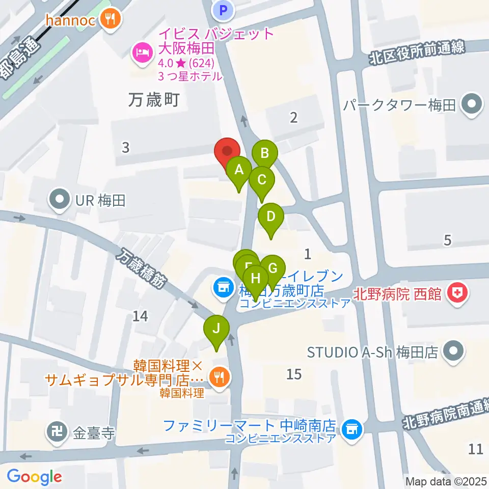 バンブーミュージック周辺のファミレス・ファーストフード一覧地図