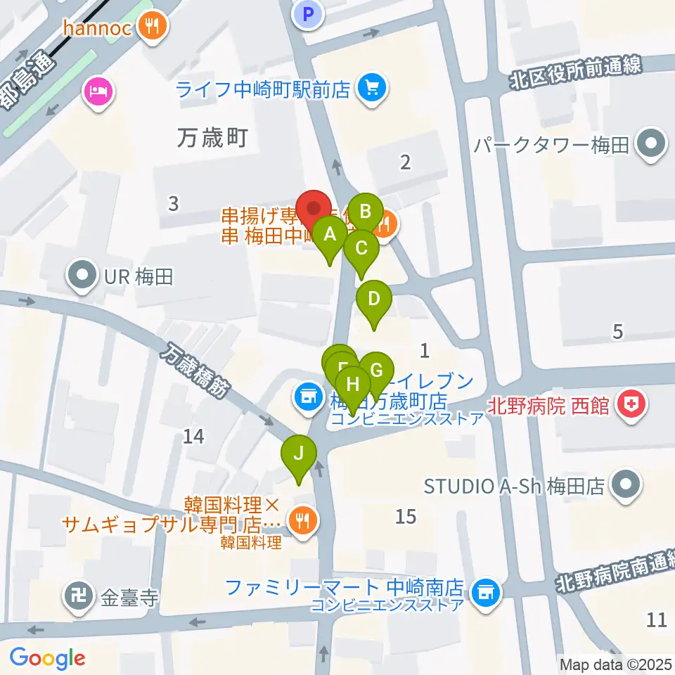 バンブーミュージック周辺のファミレス・ファーストフード一覧地図