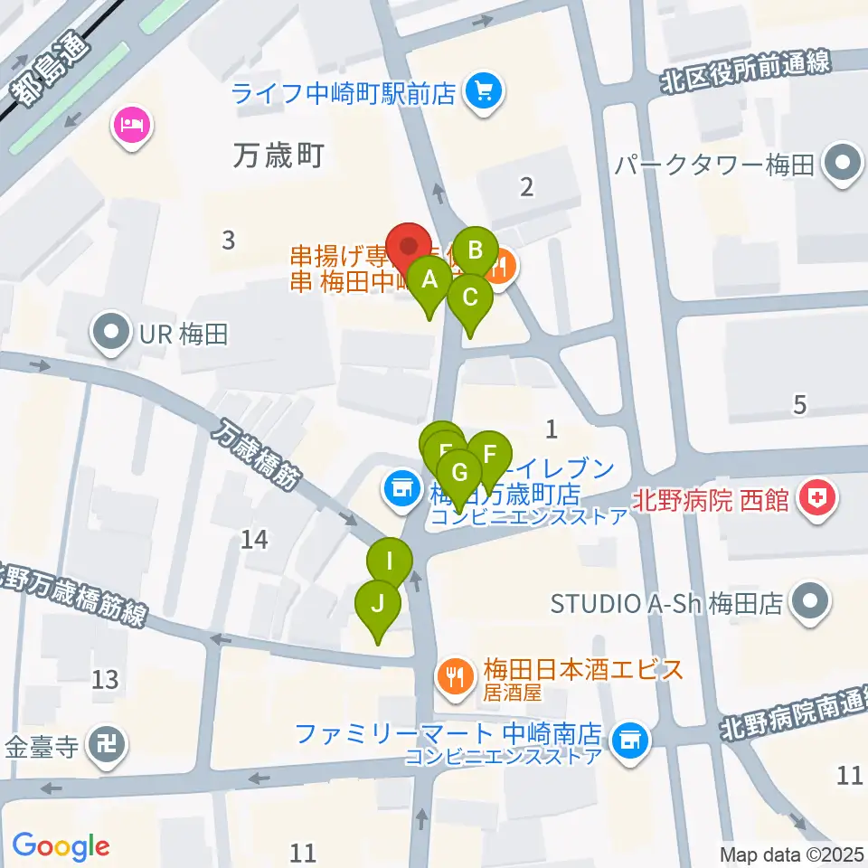 バンブーミュージック周辺のファミレス・ファーストフード一覧地図