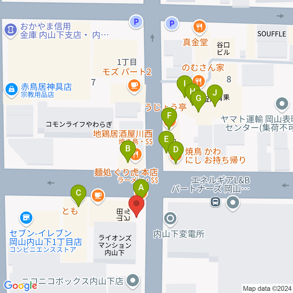 record shop DIG DIG周辺のファミレス・ファーストフード一覧地図