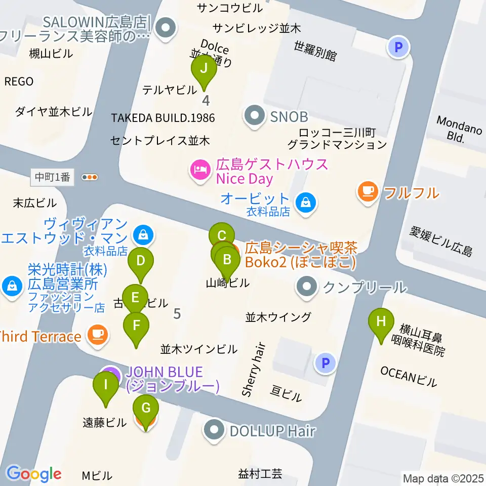 広島ダムレコーズ周辺のファミレス・ファーストフード一覧地図