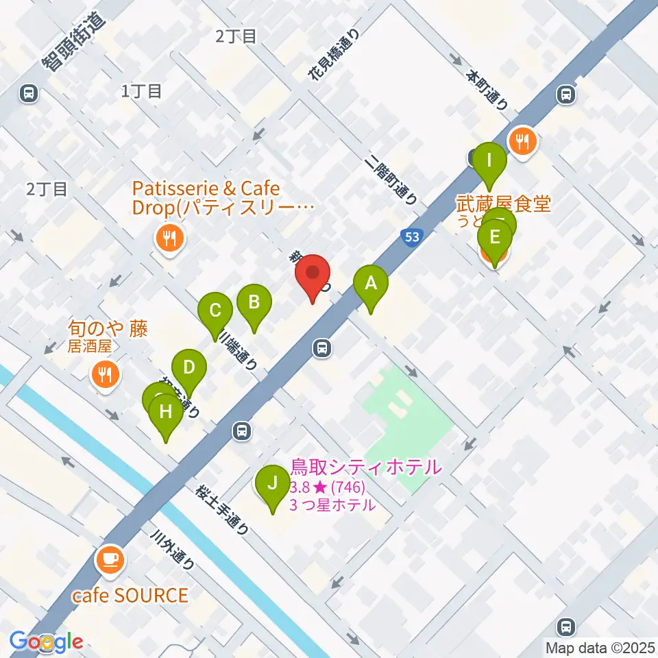 borzoi record周辺のファミレス・ファーストフード一覧地図