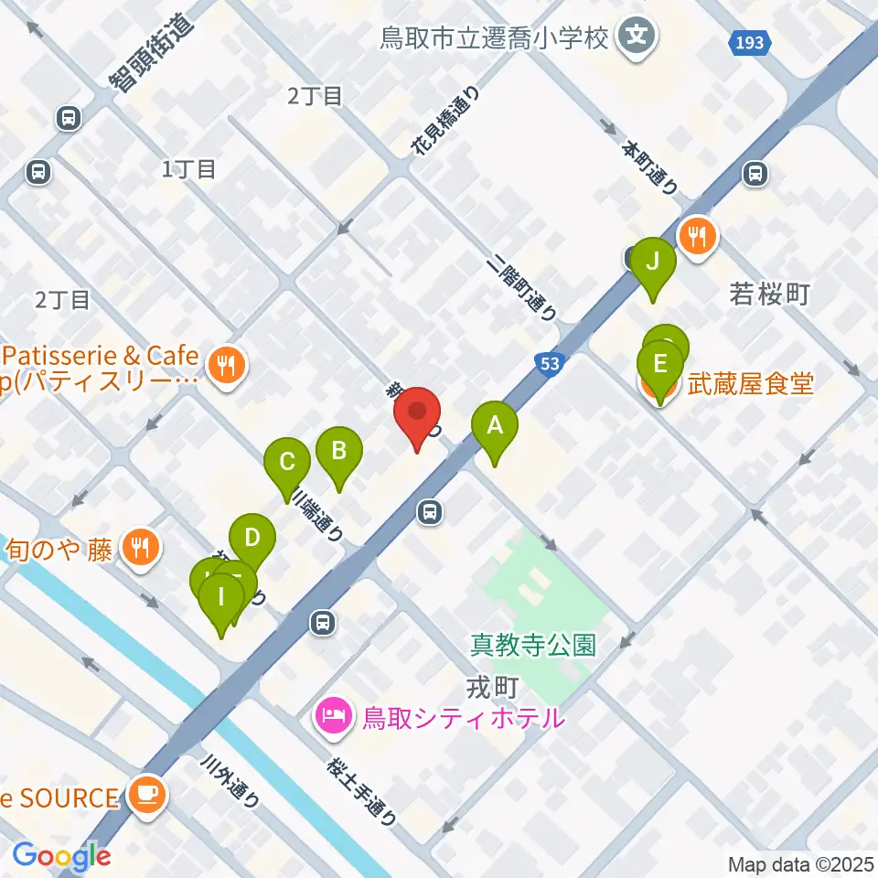 borzoi record周辺のファミレス・ファーストフード一覧地図