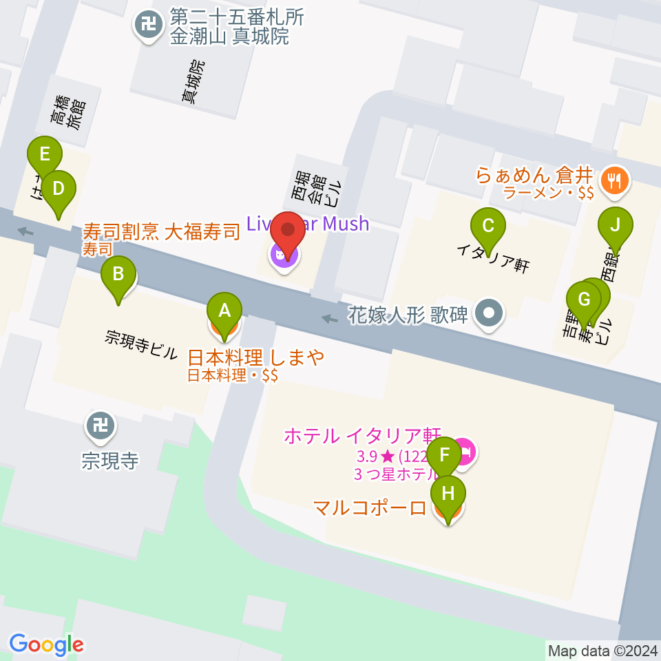 新潟 Live Bar Mush周辺のファミレス・ファーストフード一覧地図