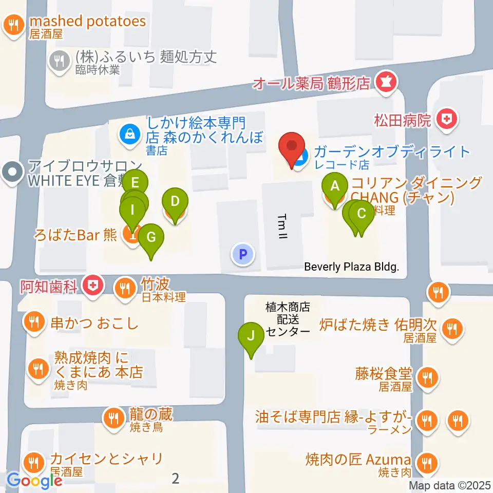 ガーデンオブディライト周辺のファミレス・ファーストフード一覧地図