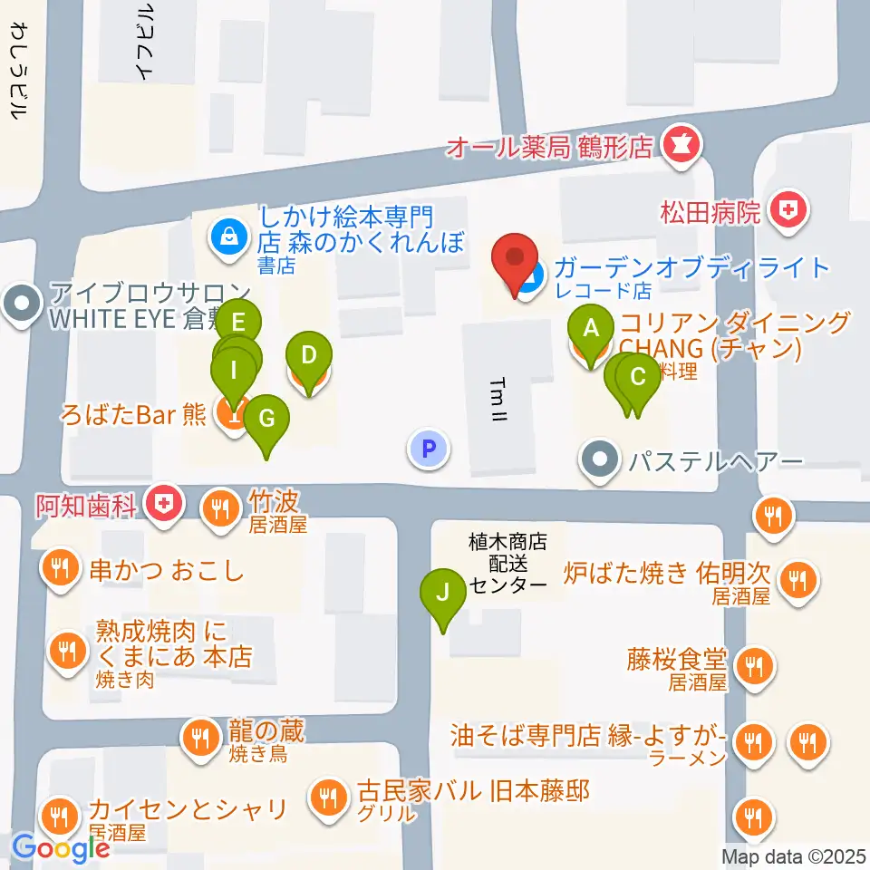 ガーデンオブディライト周辺のファミレス・ファーストフード一覧地図
