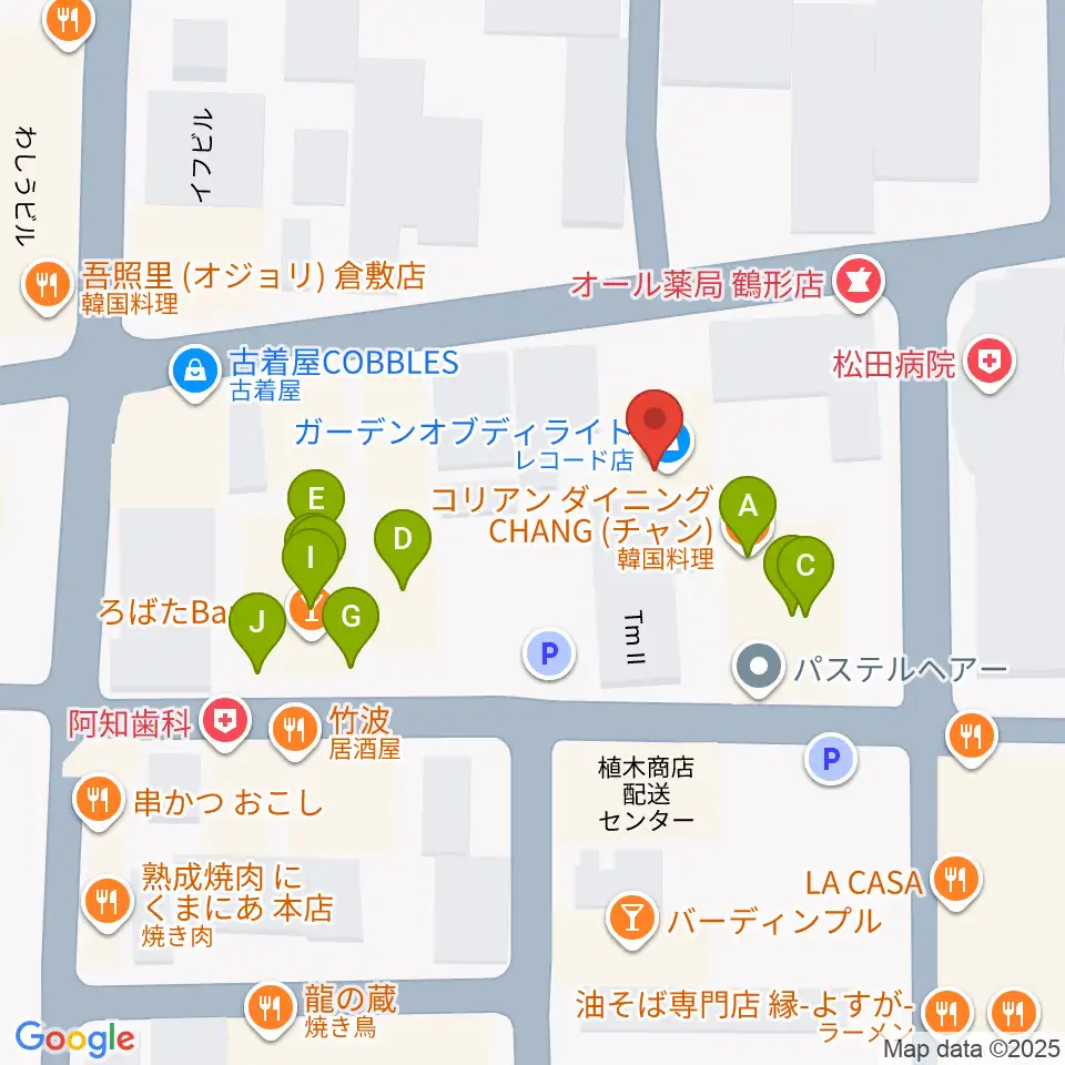 ガーデンオブディライト周辺のファミレス・ファーストフード一覧地図