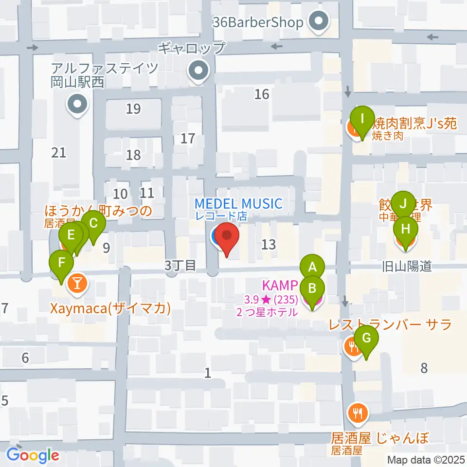 MEDEL MUSIC周辺のファミレス・ファーストフード一覧地図