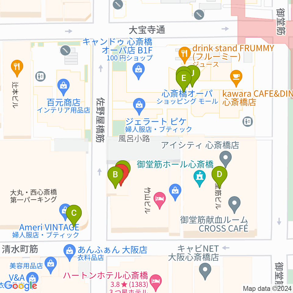 VOXMUSIC周辺のファミレス・ファーストフード一覧地図