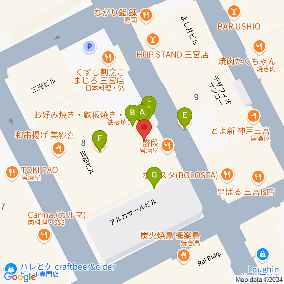 Underground Gallery周辺のファミレス・ファーストフード一覧地図