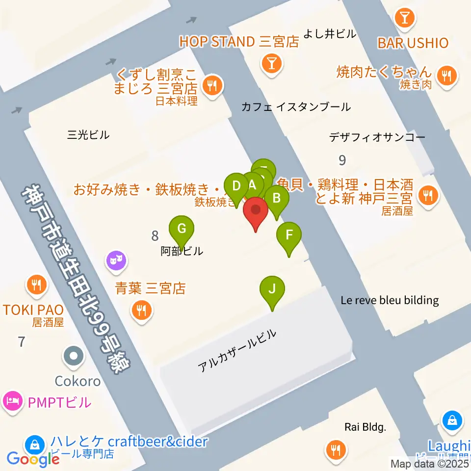 Underground Gallery周辺のファミレス・ファーストフード一覧地図