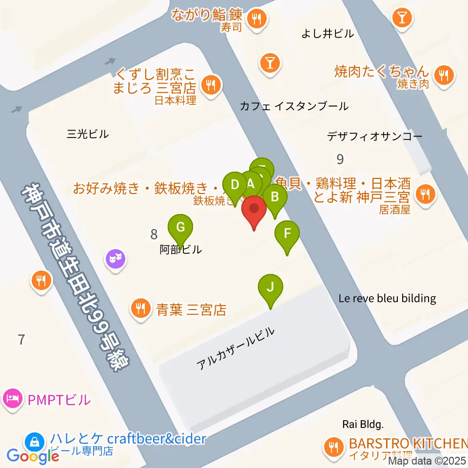 Underground Gallery周辺のファミレス・ファーストフード一覧地図