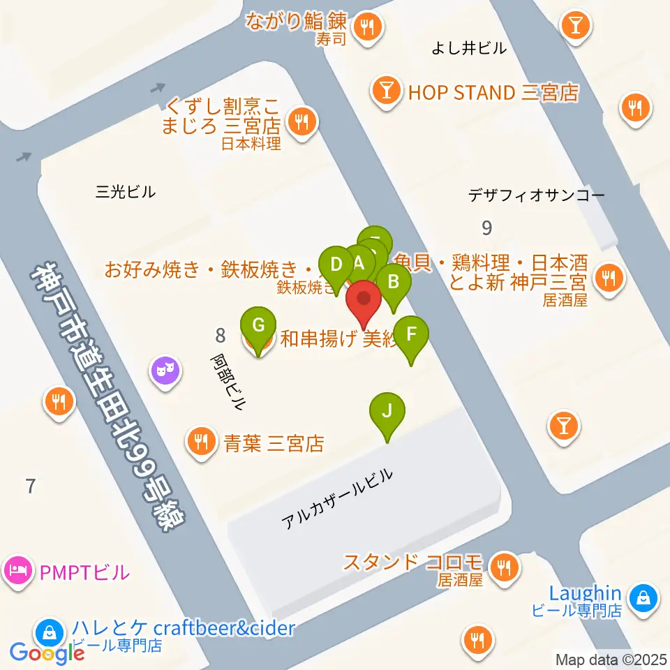 Underground Gallery周辺のファミレス・ファーストフード一覧地図