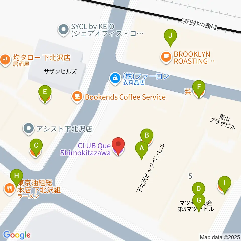 下北沢CLUB Que周辺のファミレス・ファーストフード一覧地図