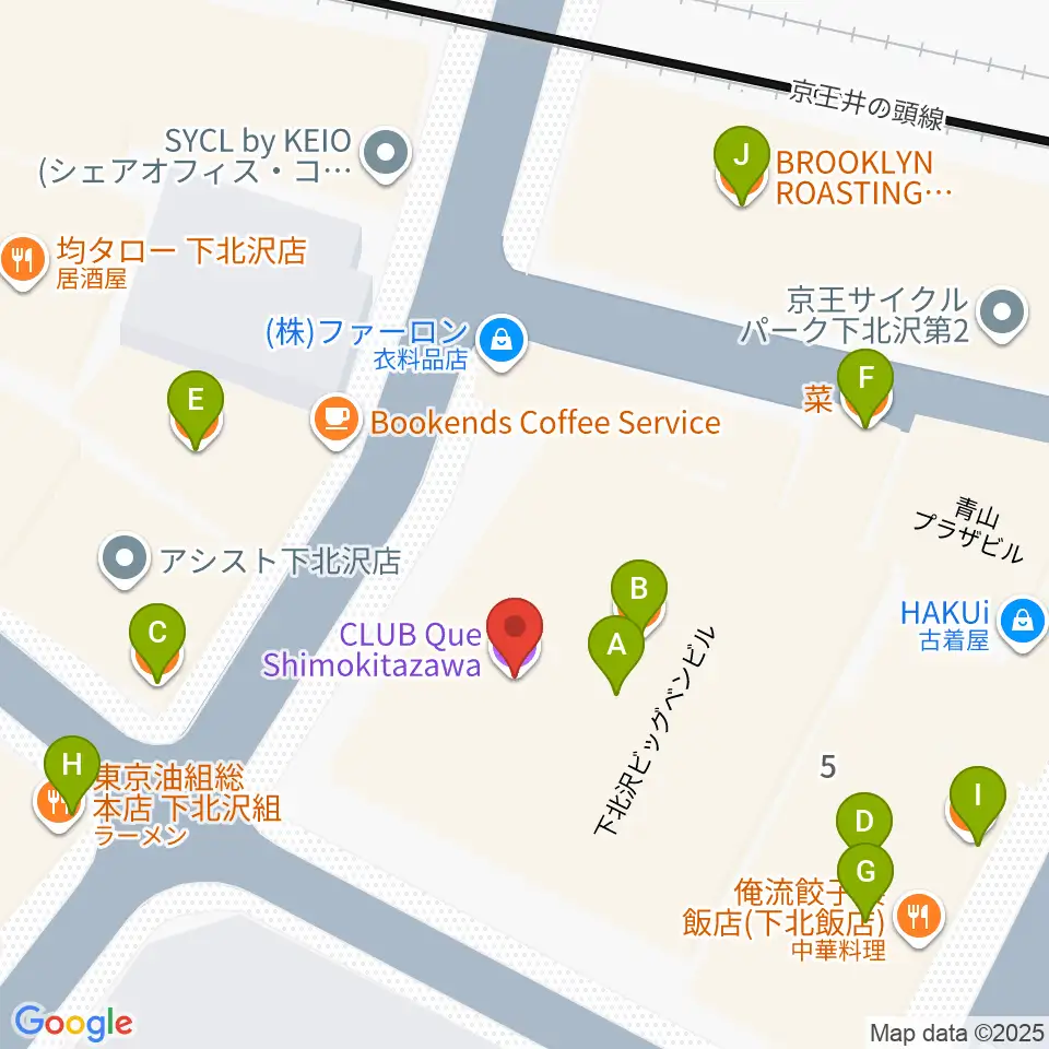 下北沢CLUB Que周辺のファミレス・ファーストフード一覧地図