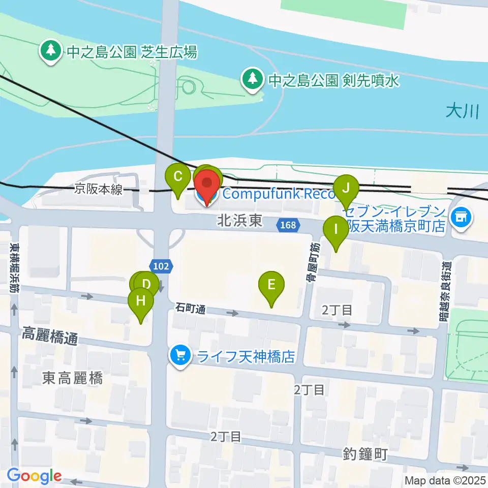 COMPUFUNK RECORDS周辺のファミレス・ファーストフード一覧地図