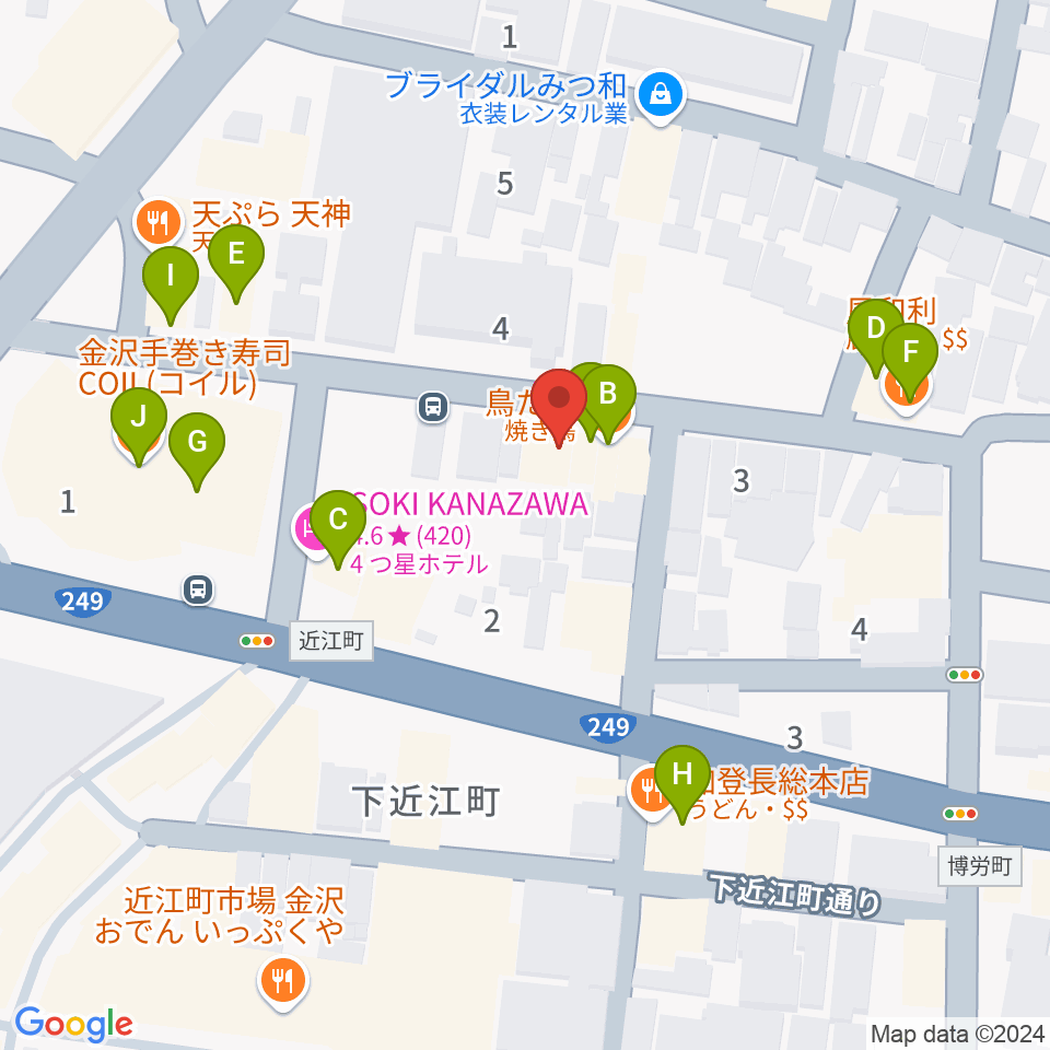 レコード・ジャングル周辺のファミレス・ファーストフード一覧地図