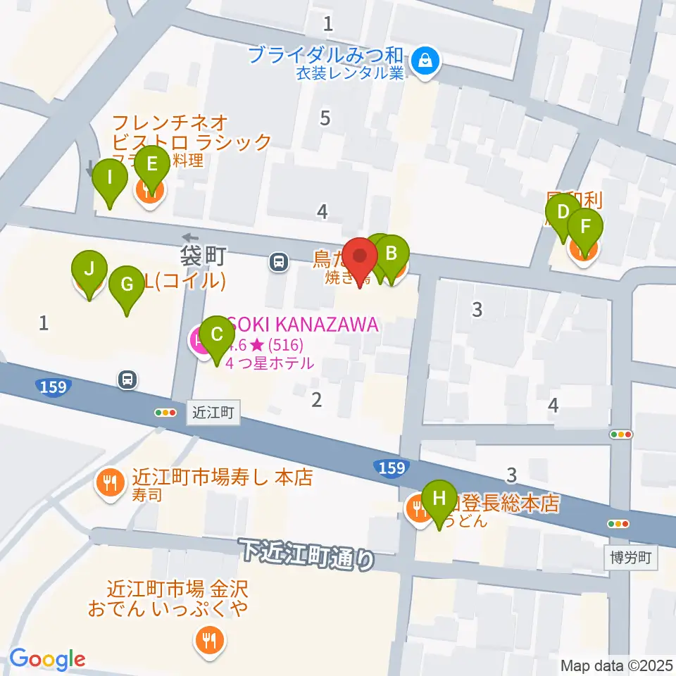 レコード・ジャングル周辺のファミレス・ファーストフード一覧地図