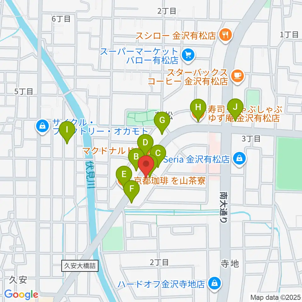 エブリデイ・レコード周辺のファミレス・ファーストフード一覧地図